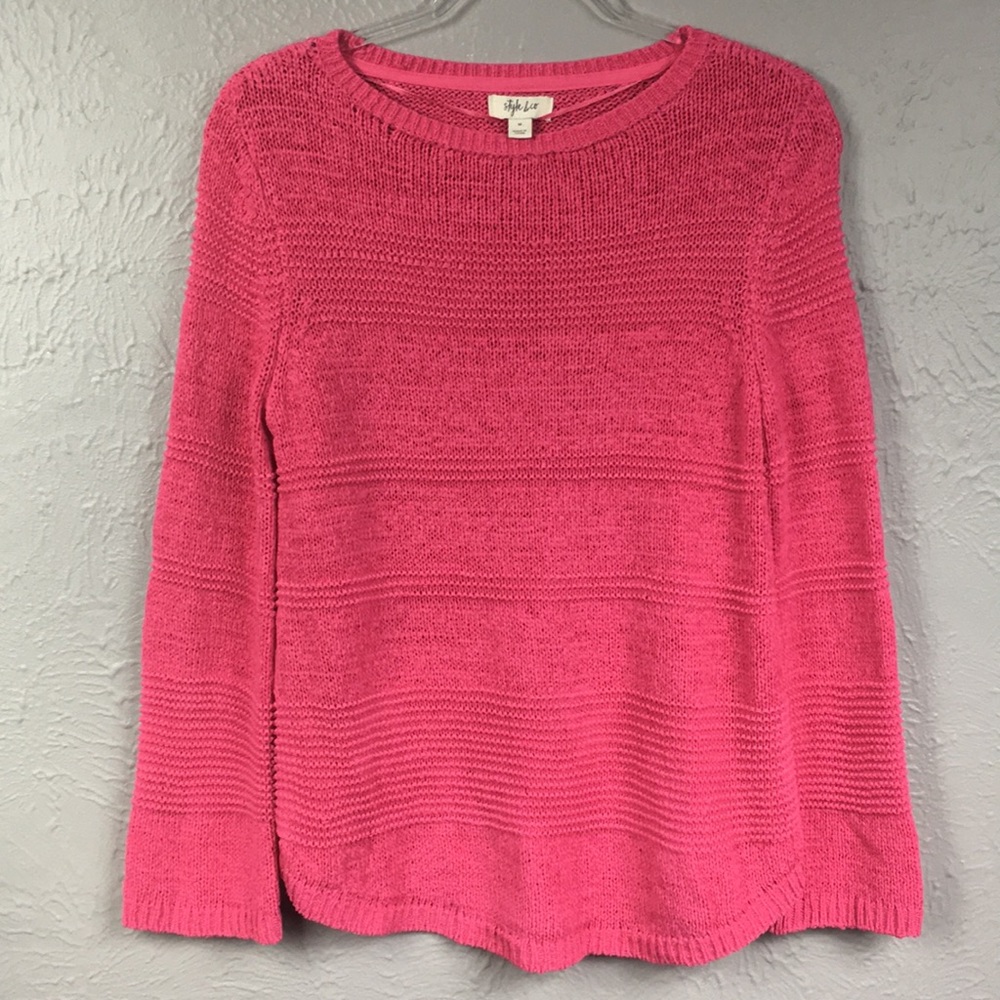 Style & Co Pink Knit Long Sleeve Sweater Size M